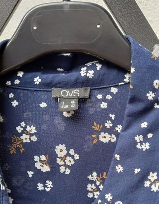 Camicia blu a fantasia camicetta chemise OVS tg.L