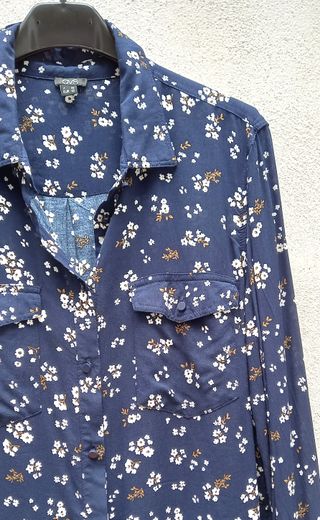 Camicia blu a fantasia camicetta chemise OVS tg.L