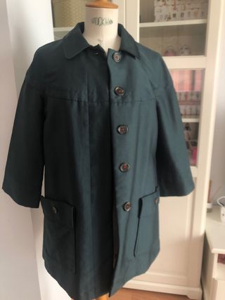 Gabardina satinada zara color verde botella XS