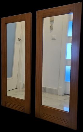 Conjunto entrada madera con 2 espejos