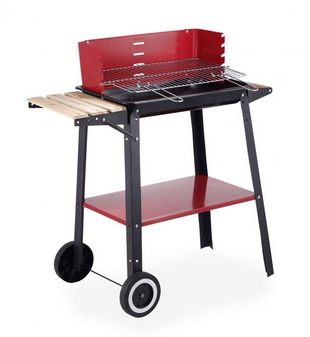 BARBACOA PORTATIL RECTANGULAR 81X41CM CON RUEDAS