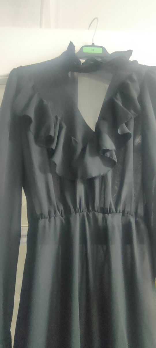 Vestido negro manga larga talla m