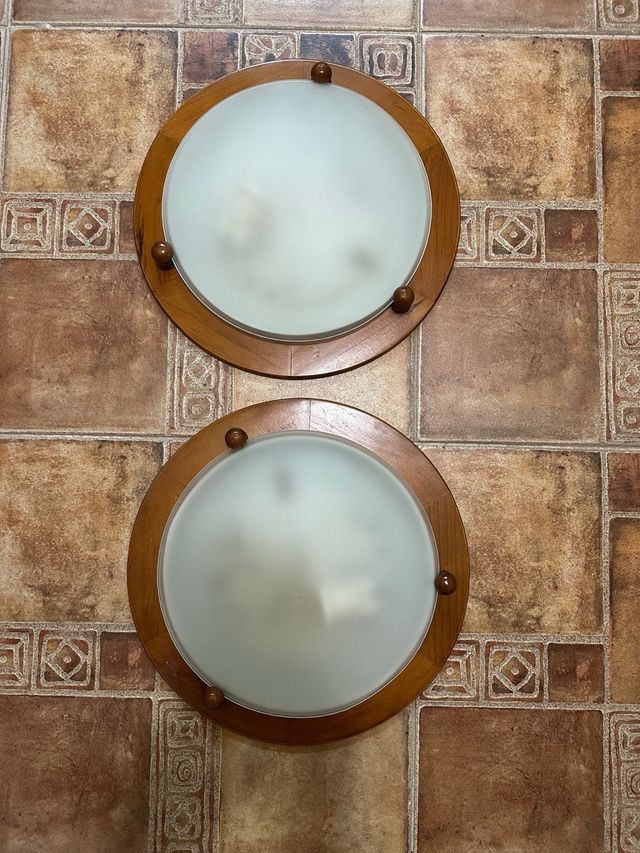 2 Plafones de luz de madera de techo nuevos