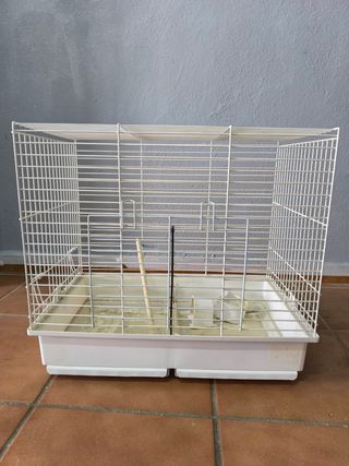 Jaula pajaros mediana blanca