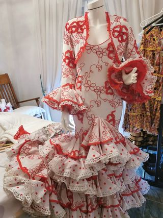 Vestido gitana rojo y blanco