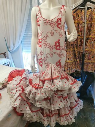 Vestido gitana rojo y blanco