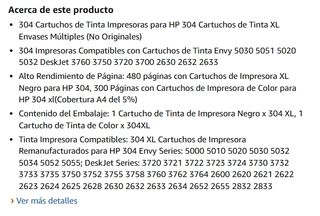 Cartuchos de Tinta para HP 304 XL Negro y Color