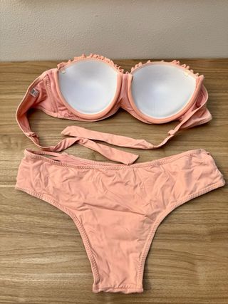 Costume rosa due pezzi a fascia