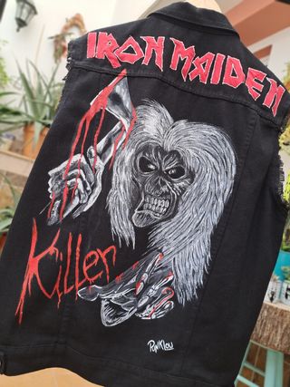 Chaqueta vaquera Iron Maiden pintada a mano