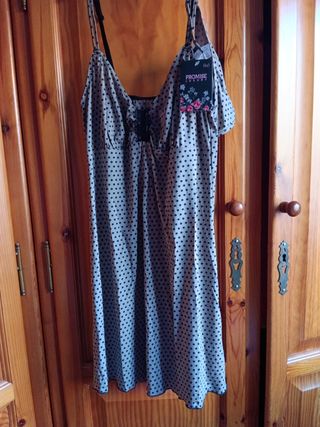 Camisón Promise Luxury XL beige lunares