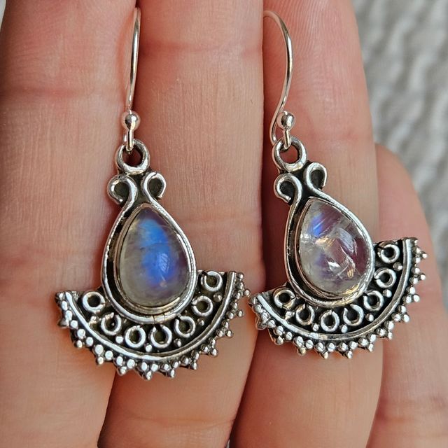 Pendientes plata 925 piedra luna