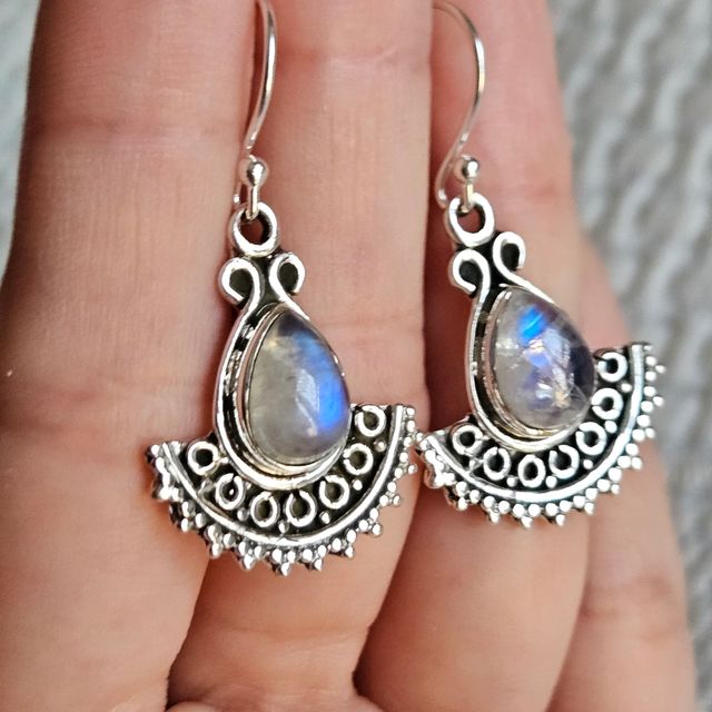 Pendientes plata 925 piedra luna