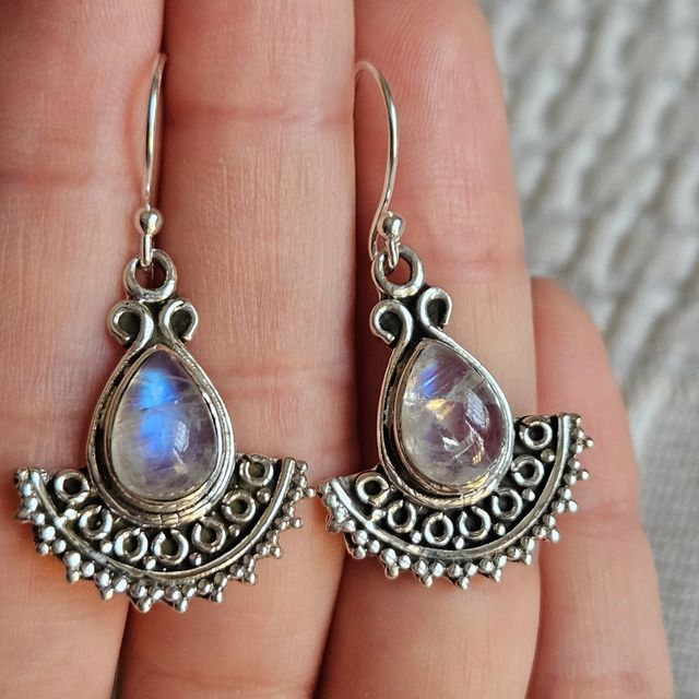Pendientes plata 925 piedra luna