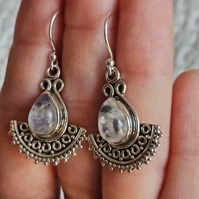 Pendientes plata 925 piedra luna