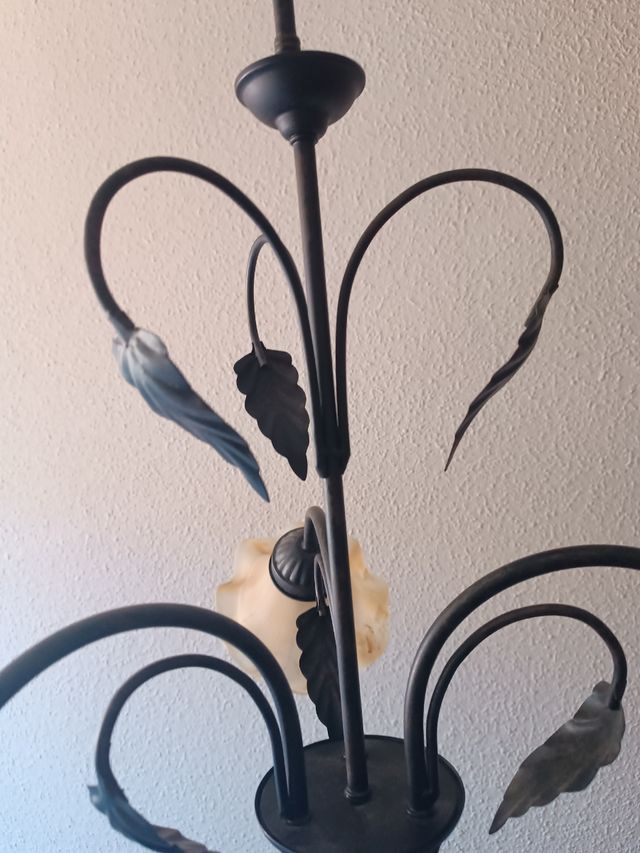 Lámpara forja 3 luces rústico.