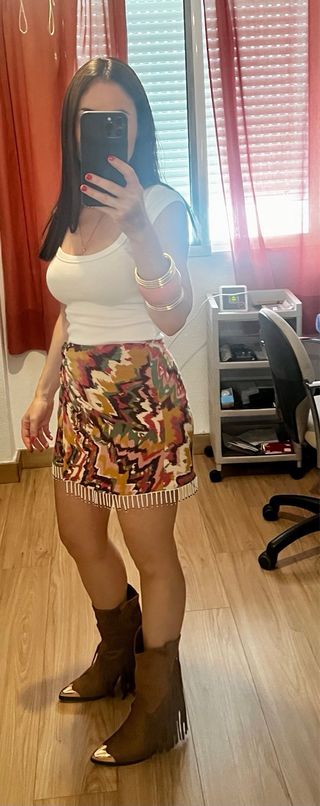 Falda Zara estampada multicolor