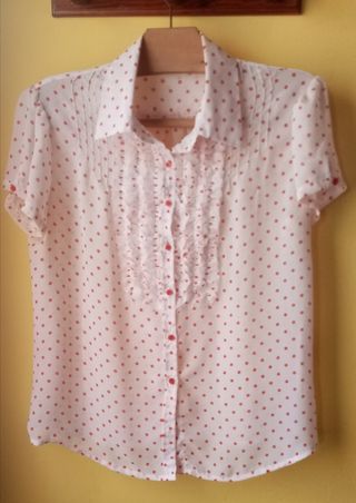 Blusa lunares vintage roja y blanca