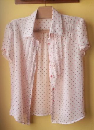 Blusa lunares vintage roja y blanca