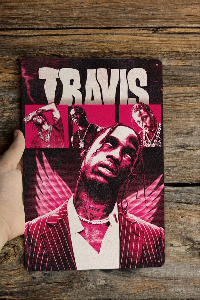 Travis Scott Poster Metallo Rosa