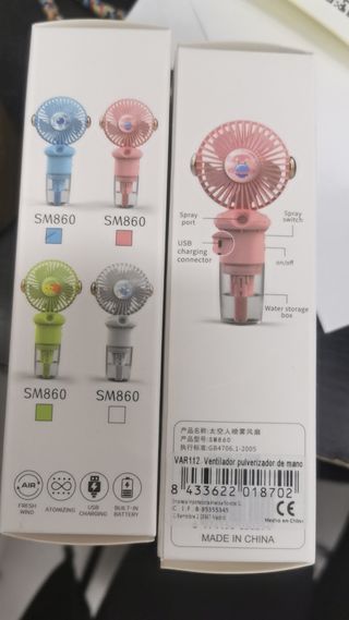 Ventilador mano con humidificador,tres velocidades