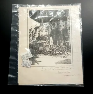 Fotografía dañada Valencia 1932 carroza antigua