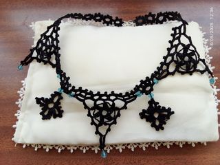 Parure uncinetto nero-azzurro