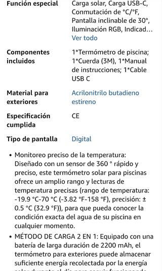 Termómetro solar flotante piscina
