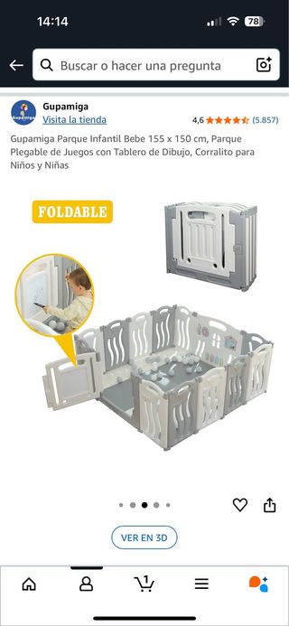 Parque infantil bebé 155x150cm