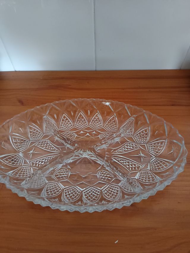 Bandeja cristal labrado para aperitivos