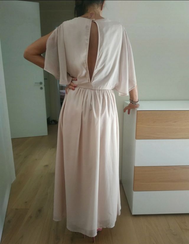 Vestito lungo rosa antico