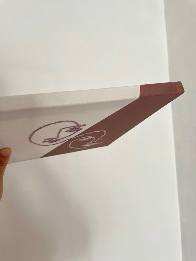 Tela minimalista con disegno a linee ricamate, ritratto astratto, doppia decorazione murale moderna