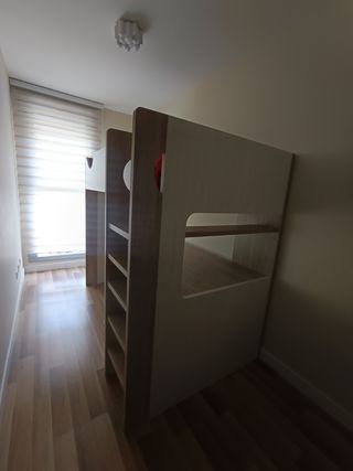 Cama litera/puente juvenil madera blanca y marrón