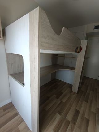Cama litera/puente juvenil madera blanca y marrón