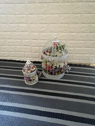 3 Jaulas Decorativas Blancas Metal.