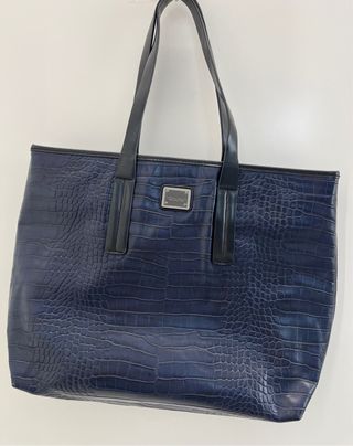 Bolso azul marino estampado cocodrilo