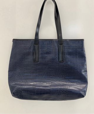 Bolso azul marino estampado cocodrilo