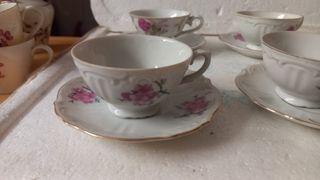 Set 6 Tazze Caffè Porcellana Rosa