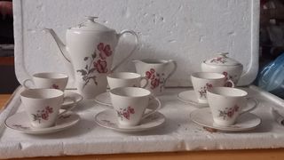 Set caffè porcellana rosa-bianco