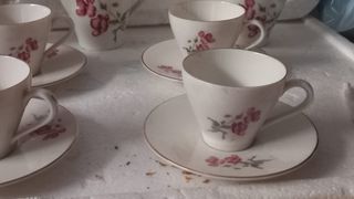 Set caffè porcellana rosa-bianco