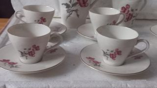 Set caffè porcellana rosa-bianco