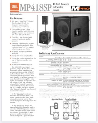 JBL MP418 Sub 18" (600w)