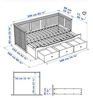 Diván blanco 3 cajones - Modelo Hemnes