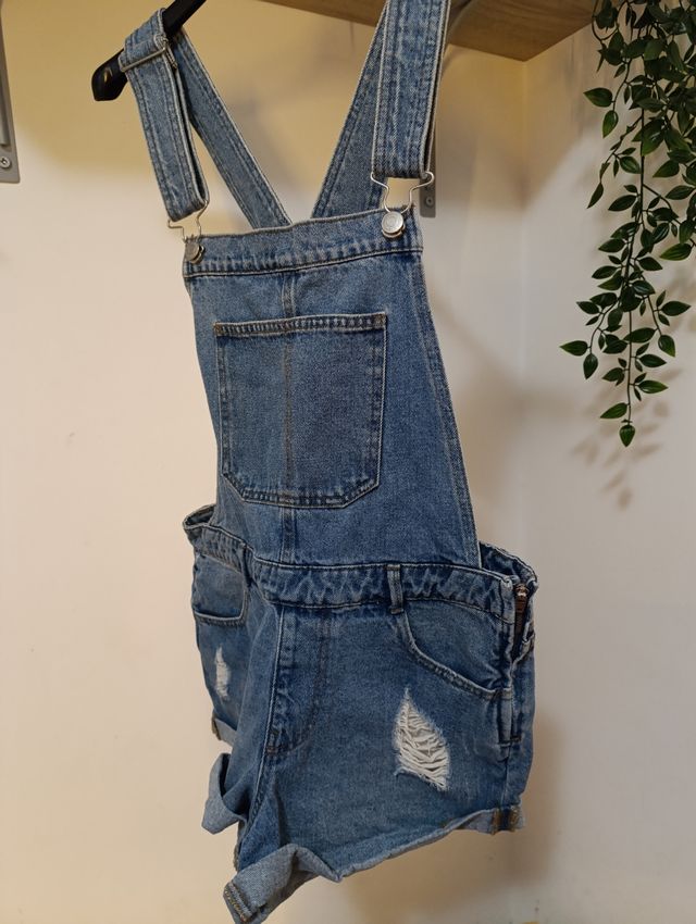 Salopette Jeans Corta Blu