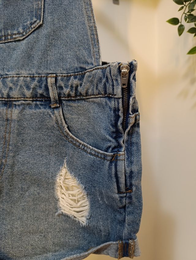 Salopette Jeans Corta Blu