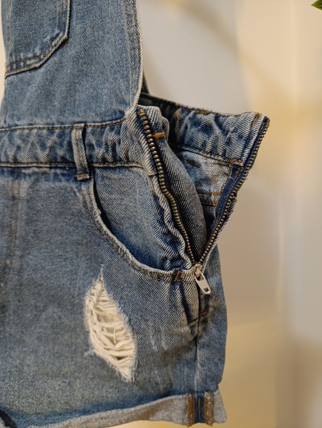 Salopette Jeans Corta Blu