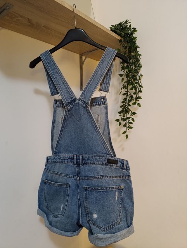 Salopette Jeans Corta Blu