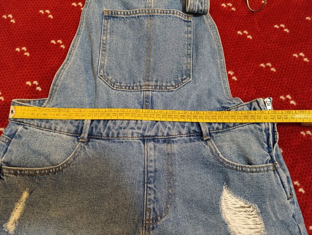 Salopette Jeans Corta Blu