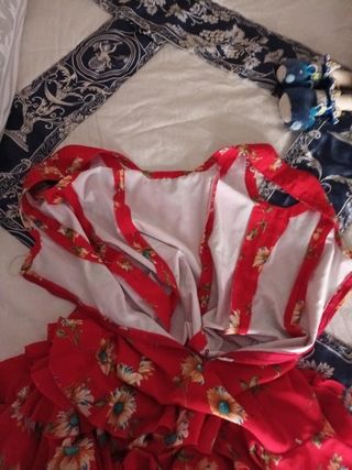 Traje Flamenca Rojo - Flores