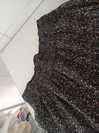 Falda larga flores forrada zara sm