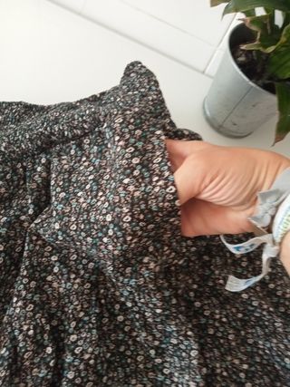 Falda larga flores forrada zara sm